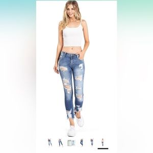 GUC Cello Jeans Women's Juniors Mid Rise Distressed Skinny Jeans. Size 3